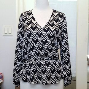 Ann Taylor Faux Wrap Long Sleeve Top